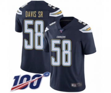 Men's Los Angeles Chargers #58 Thomas Davis Sr Navy Blue Team Color Vapor Untouchable Limited Player 100th Season Football Jersey