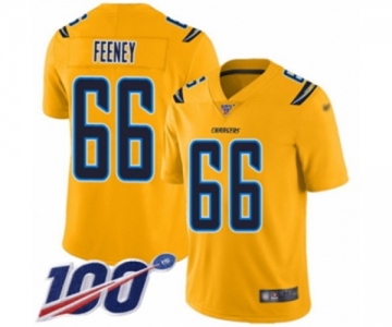 Men's Los Angeles Chargers #66 Dan Feeney Limited Gold Inverted Legend 100th Season Football Jersey