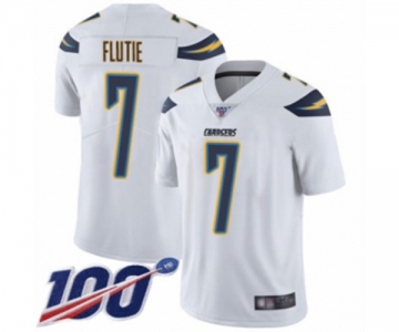 Men's Los Angeles Chargers #7 Doug Flutie White Vapor Untouchable Limited Player 100th Season Football Jersey