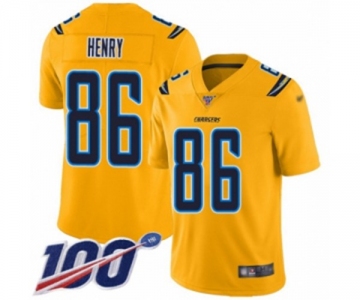 Men's Los Angeles Chargers #86 Hunter Henry Limited Gold Inverted Legend 100th Season Football Jersey