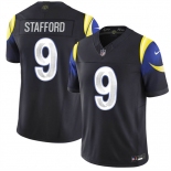 Men's Los Angeles Rams #9 Matthew Stafford Black 2025 F.U.S.E. “Rivalries” Vapor Limited Football Stitched Jersey