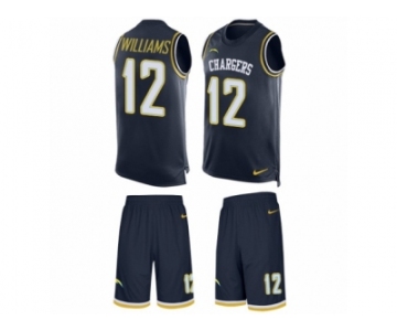 Men's Nike Los Angeles Chargers #12 Mike Williams Limited Navy Blue Tank Top Suit NFL Jersey