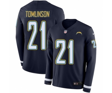 Men's Nike Los Angeles Chargers #21 LaDainian Tomlinson Limited Navy Blue Therma Long Sleeve NFL Jersey