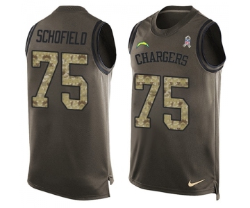 Men's Nike Los Angeles Chargers #75 Michael Schofield Limited Green Salute to Service Tank Top NFL Jersey