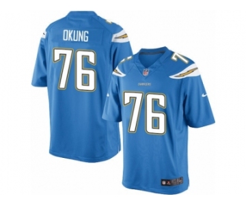 Men's Nike Los Angeles Chargers #76 Russell Okung Limited Electric Blue Alternate NFL Jersey