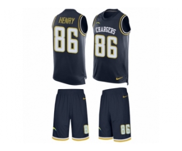 Men's Nike Los Angeles Chargers #86 Hunter Henry Limited Navy Blue Tank Top Suit NFL Jersey