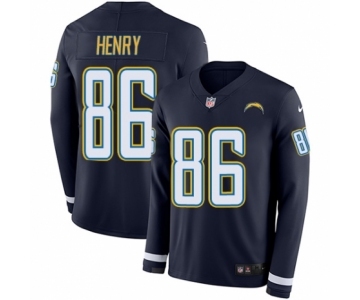 Men's Nike Los Angeles Chargers #86 Hunter Henry Limited Navy Blue Therma Long Sleeve NFL Jersey