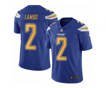 Men's Nike San Diego Chargers #2 Josh Lambo Limited Electric Blue Rush NFL Jersey