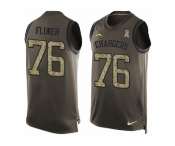 Men's Nike San Diego Chargers #76 D.J. Fluker Limited Green Salute to Service Tank Top NFL Jersey