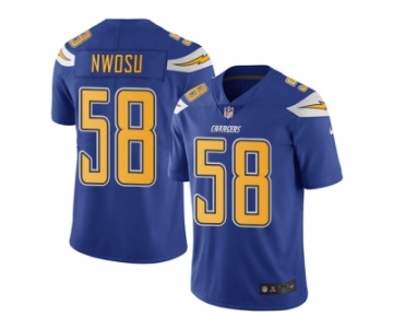 Nike Los Angeles Chargers #58 Uchenna Nwosu Electric Blue Men Stitched NFL Limited Rush Jersey