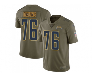 Nike Los Angeles Chargers #76 Russell Okung Olive Men Stitched NFL Limited 2017 Salute To Service Jersey