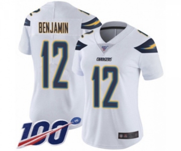 Women's Los Angeles Chargers #12 Travis Benjamin White Vapor Untouchable Limited Player 100th Season Football Jersey