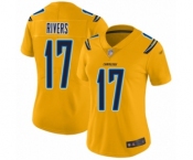 Women's Los Angeles Chargers #17 Philip Rivers Limited Gold Inverted Legend Football Jersey