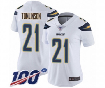 Women's Los Angeles Chargers #21 LaDainian Tomlinson White Vapor Untouchable Limited Player 100th Season Football Jersey