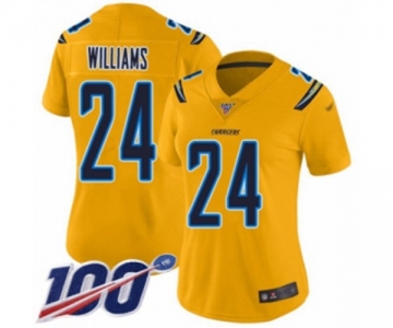 Women's Los Angeles Chargers #24 Trevor Williams Limited Gold Inverted Legend 100th Season Football Jersey