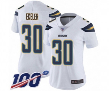 Women's Los Angeles Chargers #30 Austin Ekeler White Vapor Untouchable Limited Player 100th Season Football Jersey
