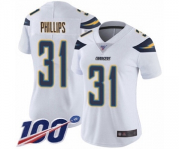 Women's Los Angeles Chargers #31 Adrian Phillips White Vapor Untouchable Limited Player 100th Season Football Jersey