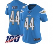 Women's Los Angeles Chargers #44 Kyzir White Electric Blue Alternate Vapor Untouchable Limited Player 100th Season Football Jersey