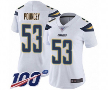 Women's Los Angeles Chargers #53 Mike Pouncey White Vapor Untouchable Limited Player 100th Season Football Jersey