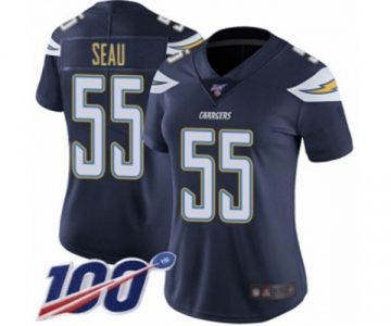 Women's Los Angeles Chargers #55 Junior Seau Navy Blue Team Color Vapor Untouchable Limited Player 100th Season Football Jersey