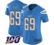 Women's Los Angeles Chargers #69 Sam Tevi Electric Blue Alternate Vapor Untouchable Limited Player 100th Season Football Jersey