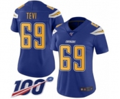 Women's Los Angeles Chargers #69 Sam Tevi Limited Electric Blue Rush Vapor Untouchable 100th Season Football Jersey