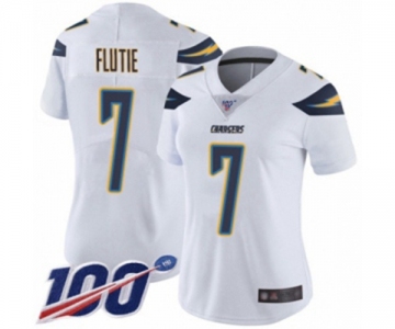 Women's Los Angeles Chargers #7 Doug Flutie White Vapor Untouchable Limited Player 100th Season Football Jersey