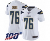 Women's Los Angeles Chargers #76 Russell Okung White Vapor Untouchable Limited Player 100th Season Football Jersey
