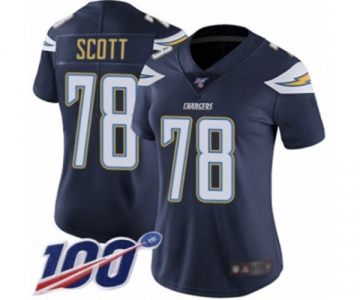 Women's Los Angeles Chargers #78 Trent Scott Navy Blue Team Color Vapor Untouchable Limited Player 100th Season Football Jersey