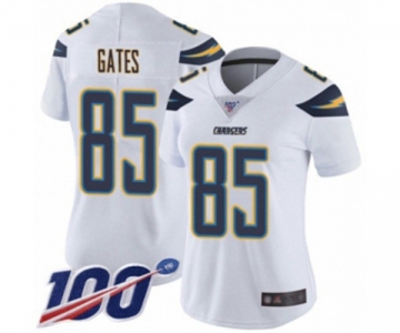 Women's Los Angeles Chargers #85 Antonio Gates White Vapor Untouchable Limited Player 100th Season Football Jersey