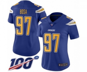 Women's Los Angeles Chargers #97 Joey Bosa Limited Electric Blue Rush Vapor Untouchable 100th Season Football Jersey