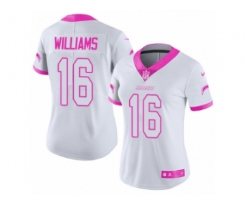 Women's Nike Los Angeles Chargers #16 Tyrell Williams Limited White-Pink Rush Fashion NFL Jersey
