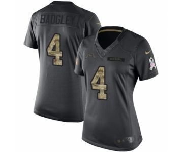 Women's Nike Los Angeles Chargers #4 Michael Badgley Limited Black 2016 Salute to Service NFL Jersey