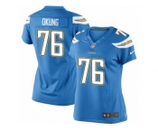 Women's Nike Los Angeles Chargers #76 Russell Okung Limited Electric Blue Alternate NFL Jersey