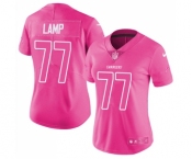 Women's Nike Los Angeles Chargers #77 Forrest Lamp Limited Pink Rush Fashion NFL Jersey