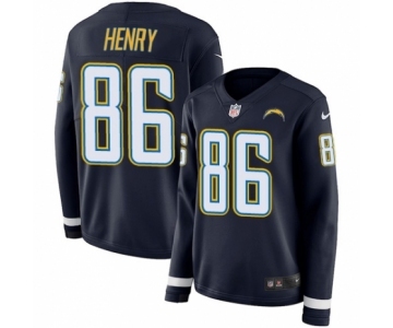 Women's Nike Los Angeles Chargers #86 Hunter Henry Limited Navy Blue Therma Long Sleeve NFL Jersey