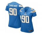 Women's Nike Los Angeles Chargers #90 Ryan Carrethers Game Electric Blue Alternate NFL Jersey