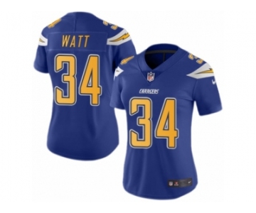 Women's Nike San Diego Chargers #34 Derek Watt Limited Electric Blue Rush NFL Jersey