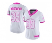 Women's Nike San Diego Chargers #39 Danny Woodhead White Pink Stitched NFL Limited Rush Fashion Jersey