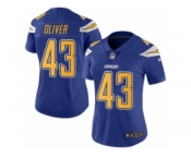 Women's Nike San Diego Chargers #43 Branden Oliver Limited Electric Blue Rush NFL Jersey