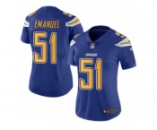 Women's Nike San Diego Chargers #51 Kyle Emanuel Limited Electric Blue Rush NFL Jersey