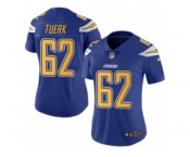 Women's Nike San Diego Chargers #62 Max Tuerk Limited Electric Blue Rush NFL Jersey