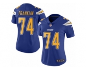 Women's Nike San Diego Chargers #74 Orlando Franklin Limited Electric Blue Rush NFL Jersey