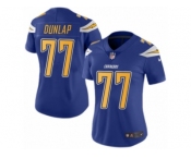 Women's Nike San Diego Chargers #77 King Dunlap Limited Electric Blue Rush NFL Jersey