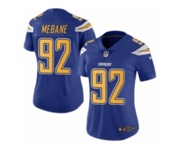 Women's Nike San Diego Chargers #92 Brandon Mebane Limited Electric Blue Rush NFL Jersey