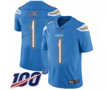 Youth Los Angeles Chargers #1 Ty Long Electric Blue Alternate Vapor Untouchable Limited Player 100th Season Football Jersey