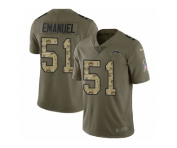Youth Nike Los Angeles Chargers #51 Kyle Emanuel Limited Olive Camo 2017 Salute to Service NFL Jersey