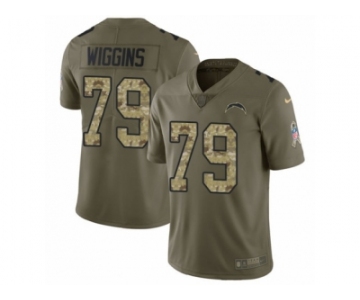 Youth Nike Los Angeles Chargers #79 Kenny Wiggins Limited Olive Camo 2017 Salute to Service NFL Jersey