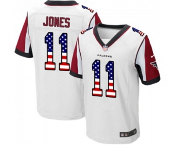 Men's Atlanta Falcons #11 Julio Jones Elite White Road USA Flag Fashion Football Jersey