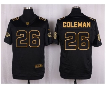 Nike Atlanta Falcons #26 Tevin Coleman Black Pro Line Gold Collection Jersey[Elite]